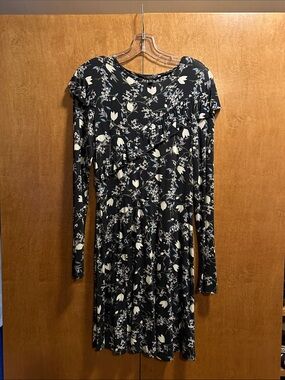 TopShop Flower Print Long Sleeve Ruffle Dress size 6